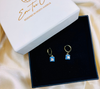 Em Tee Cee Golden Blue Enamel Fill Minimal Earrings