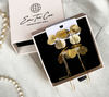 Em Tee Cee Golden Dual Flower Brass Earrings