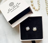 Em Tee Cee Silver Flower Brass Earrings With Pearl Ball