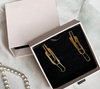 Em Tee Cee 18kt Gold Plated Rectangular Earrings With Chain Hangings