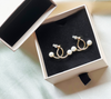 Em Tee Cee Semi-Hoops Brass Earrings With Pearl