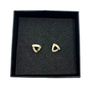 Em Tee Cee Golden Brass Triangle Earrings With Pearl And Zircons