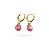 Em Tee Cee Golden Oval Dark Pink Enamel Fill Earrings