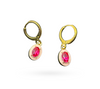 Em Tee Cee Golden Oval Light Pink Enamel Fill Earrings