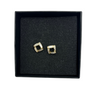 Em Tee Cee Golden Brass Square Earrings With Pearl And Zircons