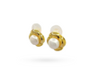 Em Tee Cee Golden Flower Brass Earrings With Pearl Ball