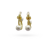 Em Tee Cee Semi-Hoops Brass Earrings With Pearl